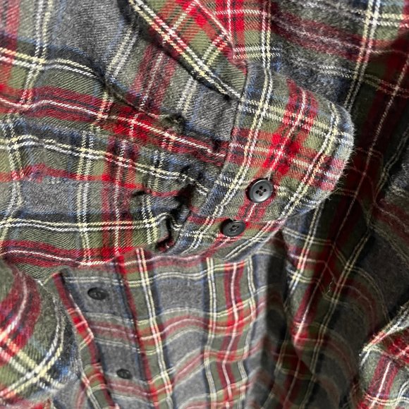L L Bean Flannel Button Down Shirt Large Red Plaid Sleeve Traditional Fit Red - Picture 3 of 7